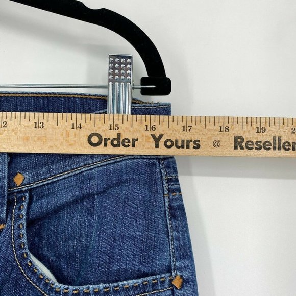 GOLDSIGN Guitar Super Flare Jeans Women's Size 31 Mid Rise Stretch Denim Blue - Picture 10 of 12